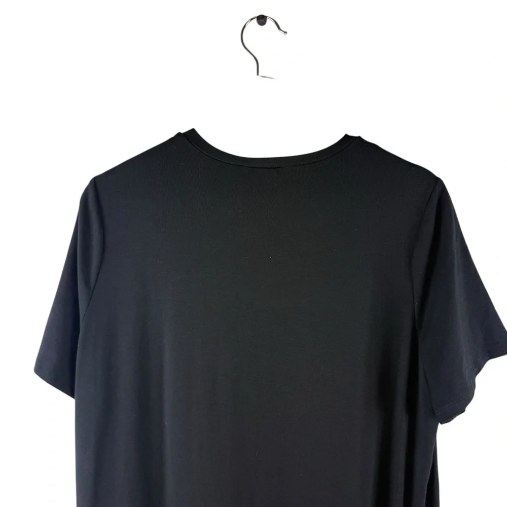 Reformation Bronwyn T-shirt dress Sz Small S Black side split stretch - Picture 7 of 10